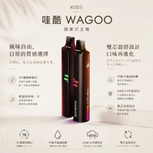 WAGOO 哇酷 KIS5 6500口 拋棄式電子煙 不漏油結構/順滑擊喉/雙芯磁吸/78種風味