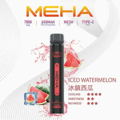 MEHA-XBAR-拋棄式-7000口小黑條-2.webp MEHA XBAR 魅嗨 小黑條 7000口 拋棄式電子煙 3%尼古丁鹽/極強冰感/Mesh芯爆發力/650mAh可充電續航