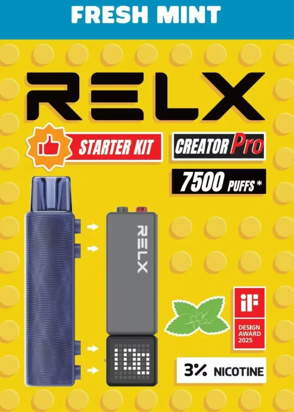 RELX 悅刻 Creator積木 7000口 拋棄式電子煙入門套裝 含主機/6ml儲油/3%尼古丁鹽